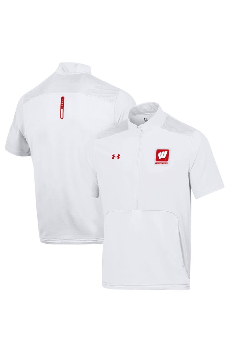 Under Armour Men's Under Armour White Wisconsin Badgers Motivate Half-Zip Jacket, Main, color, White