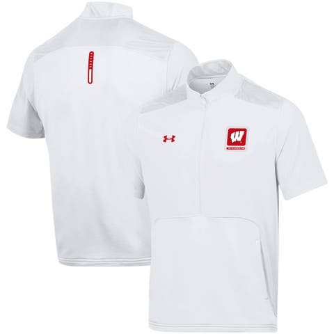 Men's Under Armour White Wisconsin Badgers Motivate Half-Zip Jacket