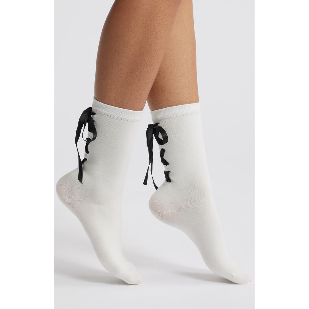 Casa Clara Kirra Ribbon Crew Socks In White