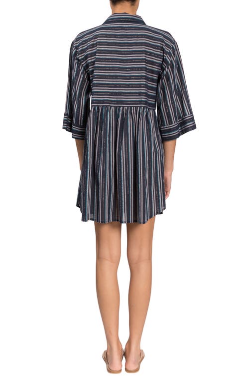 Everyday Ritual Georgina Stripe Cover-up Minidress In Midnight Stripe