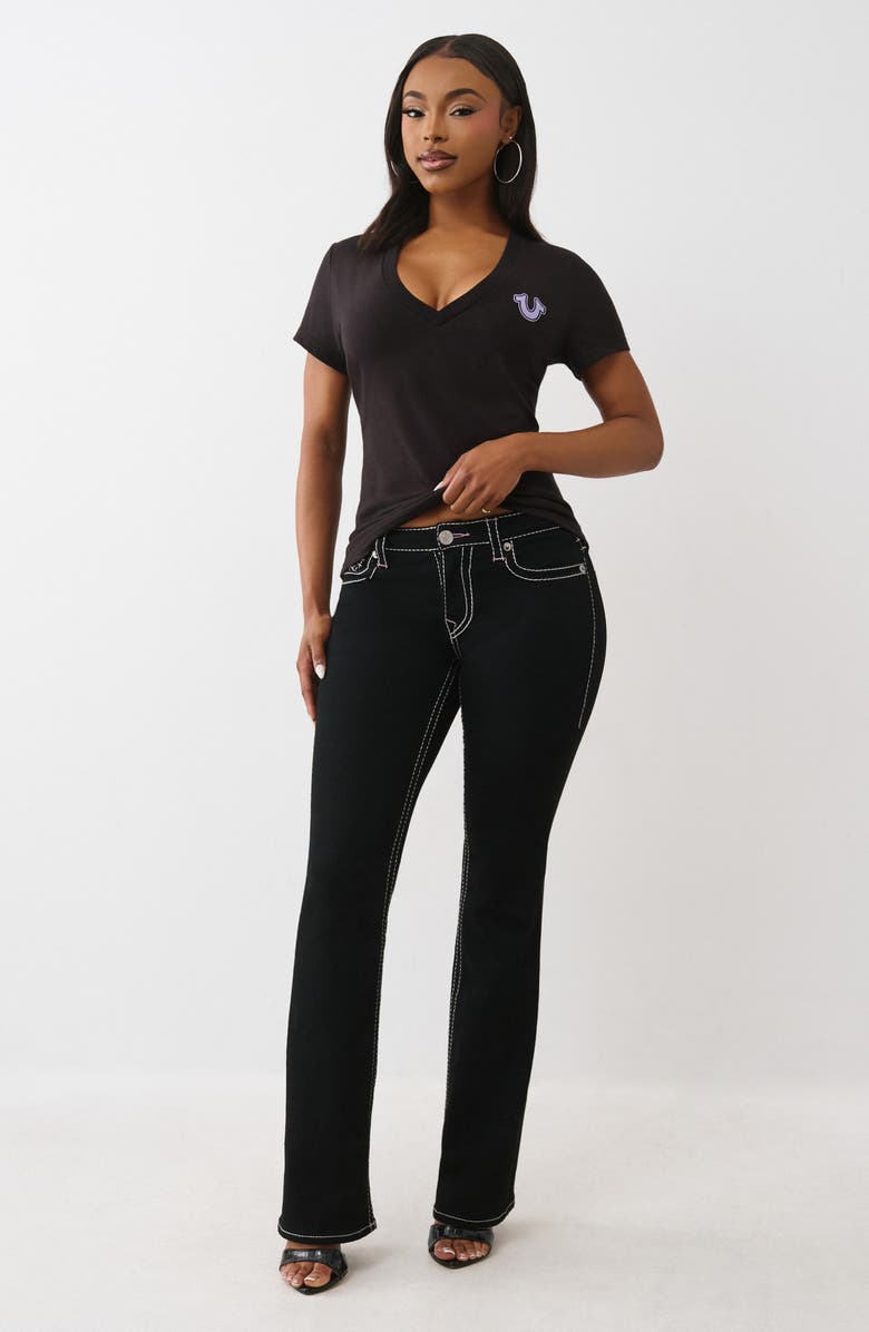 True Religion Wing Horseshoe V-Neck T-Shirt, Alternate, color, Jet Black