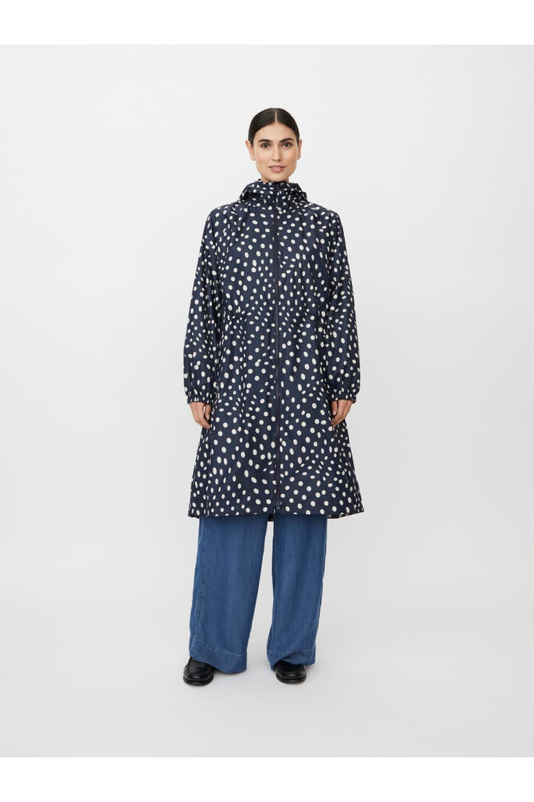 MaTrina Polka Dot Raincoat, Main, color, Navy Blazer
