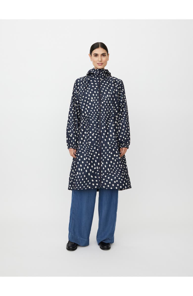 Masai Copenhagen MaTrina Polka Dot Raincoat, Main, color, Navy Blazer