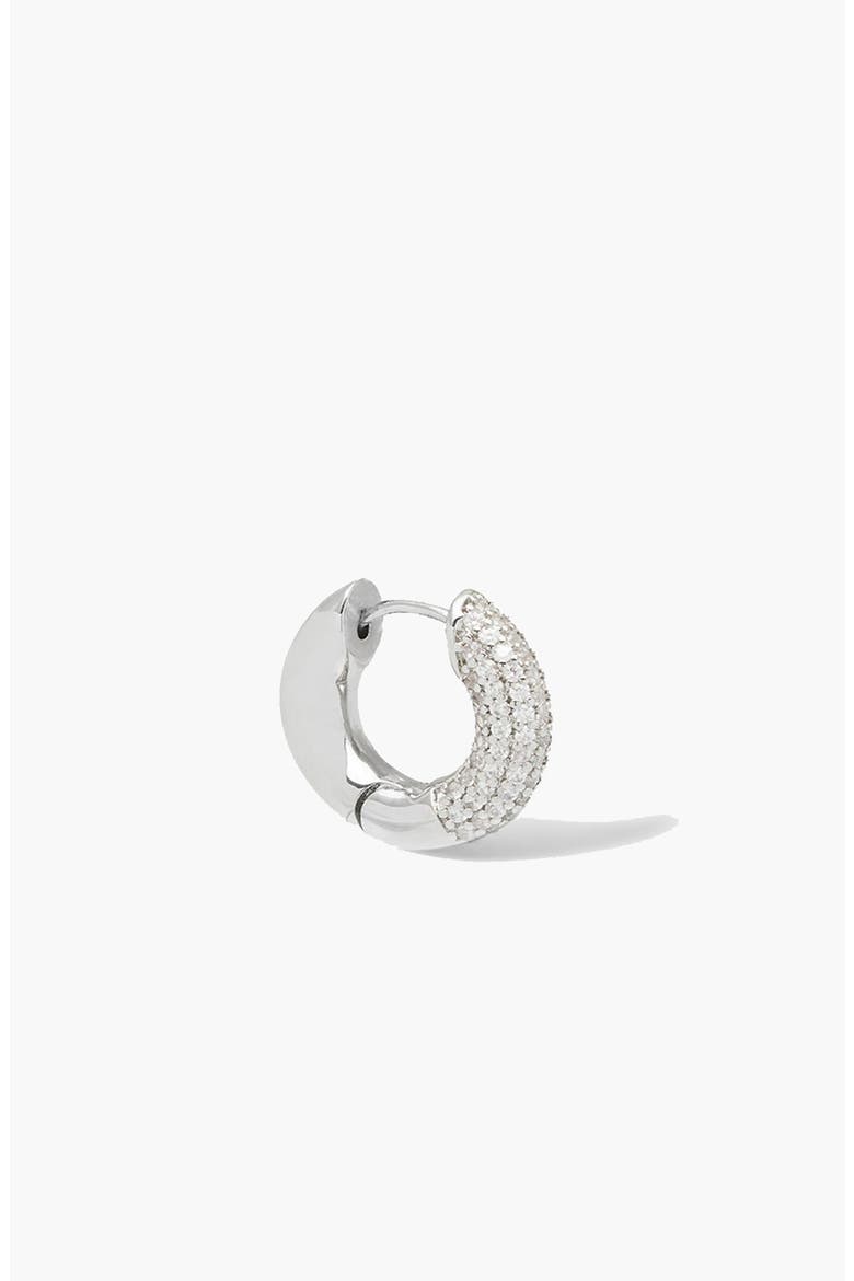 Pave Huggie Hoop In Silver, Alternate, color, Silver