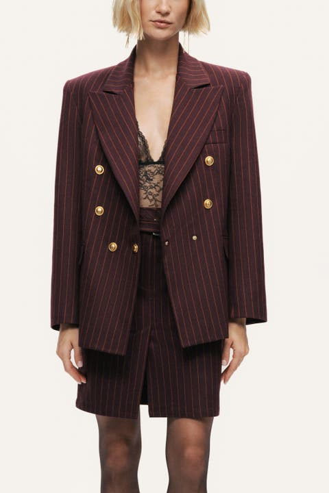 Pinstripe Double-Breasted Blazer