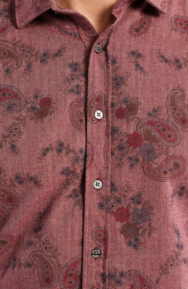 Robert Graham Minetta Paisley Button-Up Shirt, Alternate, color, Red