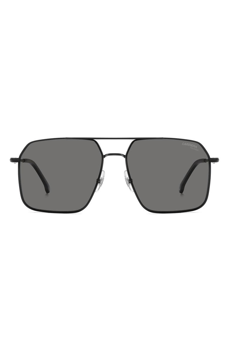 Carrera Eyewear 59mm Polarized Aviator Sunglasses, Main, color, Matte Black/ Gray Polar
