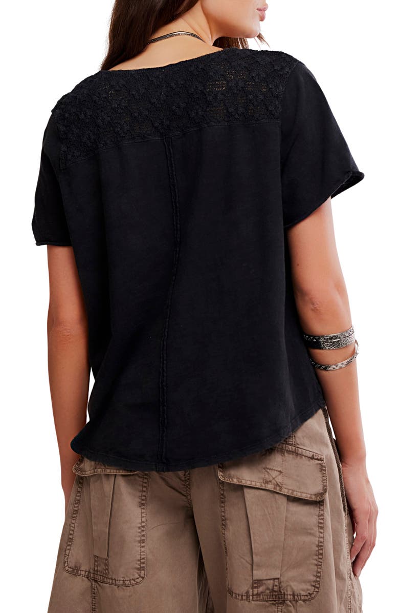 Free People Heirloom Henley Top, Alternate, color, Black
