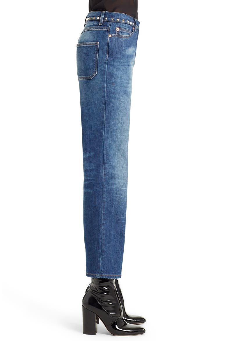Studded Wide Leg Jeans, Alternate, color, MEDIUM BLUE