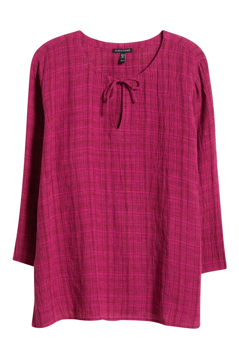 Split Neck Organic Linen Top, Alternate, color, SANGRIA