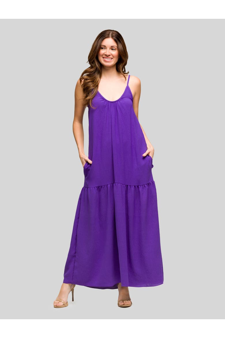 Lightweight Spaghetti Strap Pocket Maxi Dress, Main, color, Purple