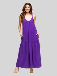24seven Comfort Apparel Lightweight Spaghetti Strap Pocket Maxi Dress