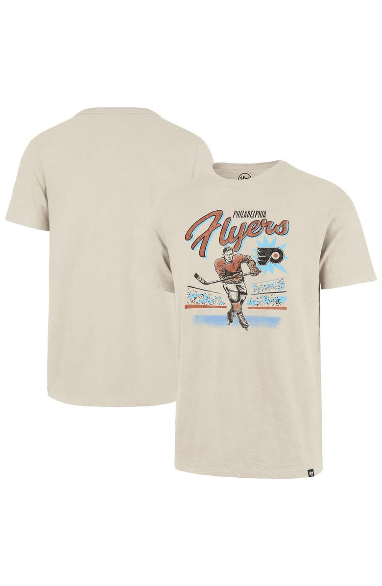 '47 Men's '47  Natural Philadelphia Flyers Hockey Player Golden Age Scrum T-Shirt, Alternate, color, Natural