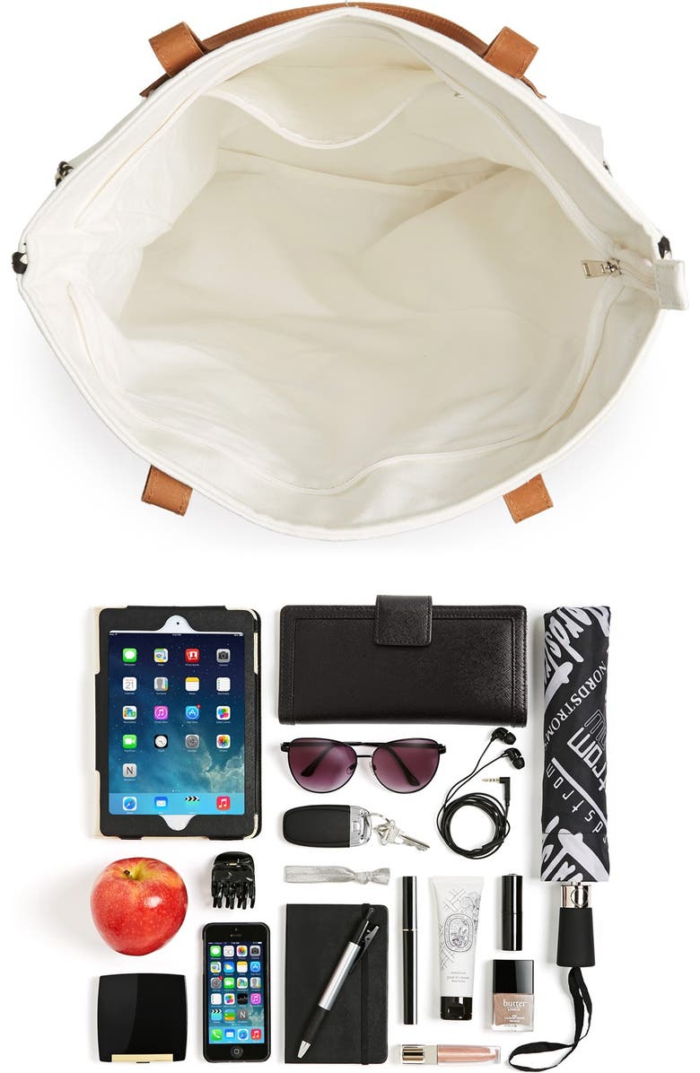 Sole Society Embroidered Vertical Canvas Tote, Alternate, color,