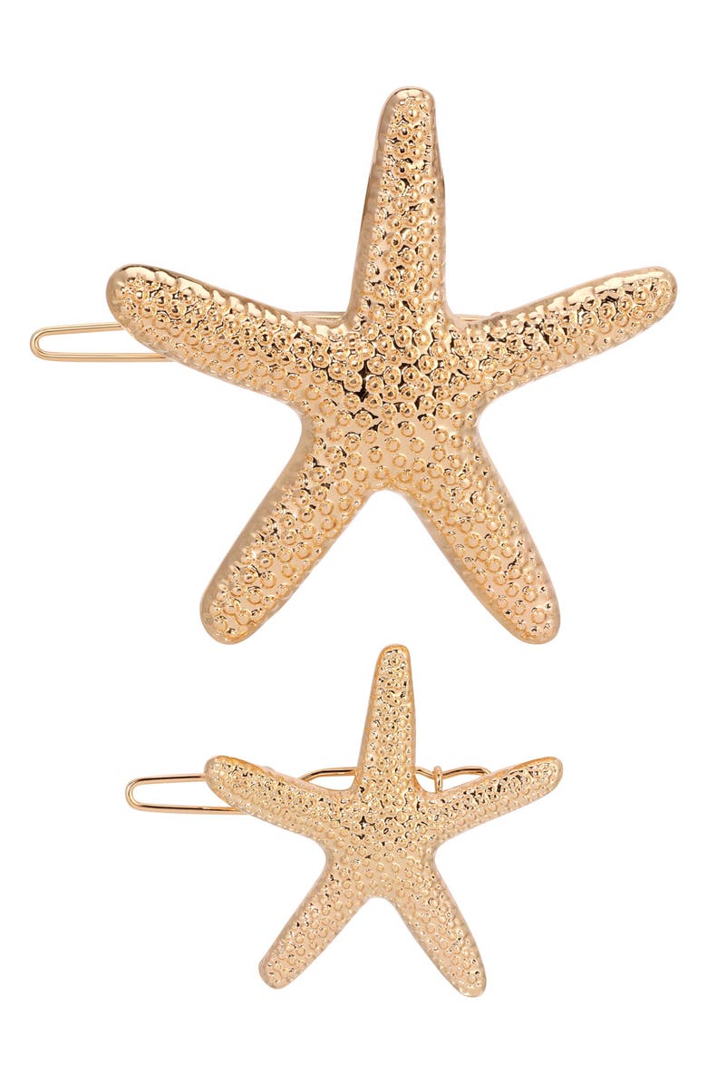 Ettika Beachcomber Set of 2 Barrettes, Main, color, Gold