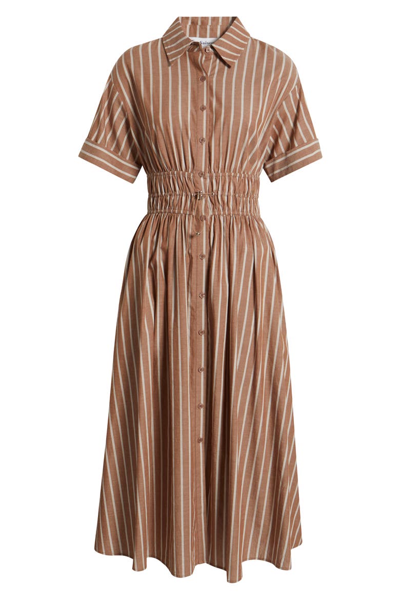 Stripe Cotton Midi Shirtdress, Alternate, color, BROWN TONAL STRIPE