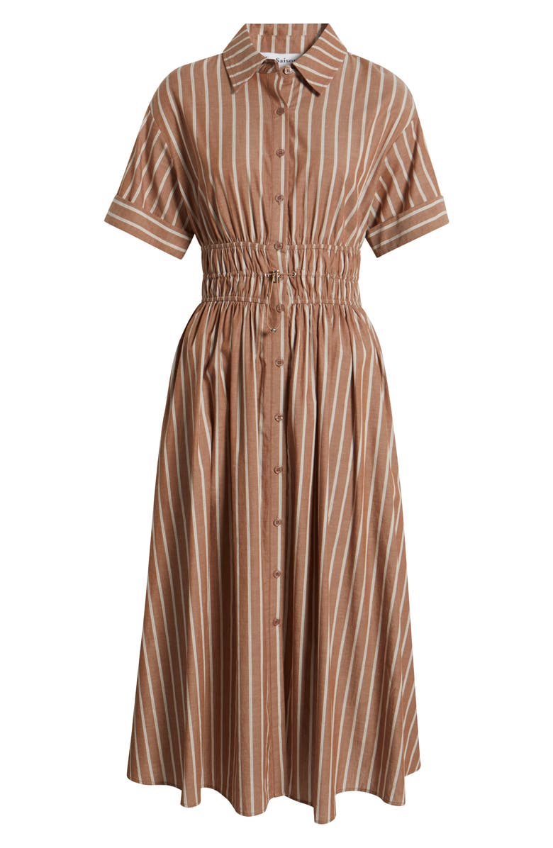 En Saison Stripe Cotton Midi Shirtdress, Alternate, color, Brown Tonal Stripe