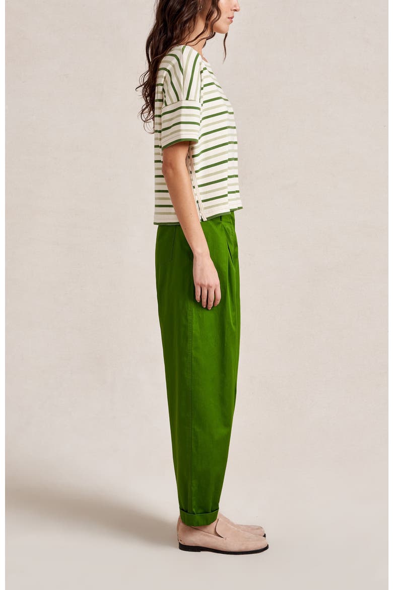 Short Sleeve Breton Tee, Alternate, color, Ecru/Cactus/Celadon