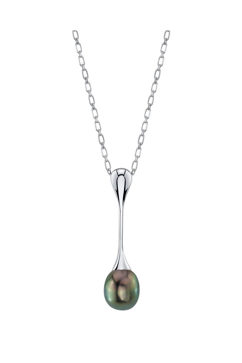 Tahitian South Sea Pearl Long Teardrop Pendant, Main, color, Black Pearl