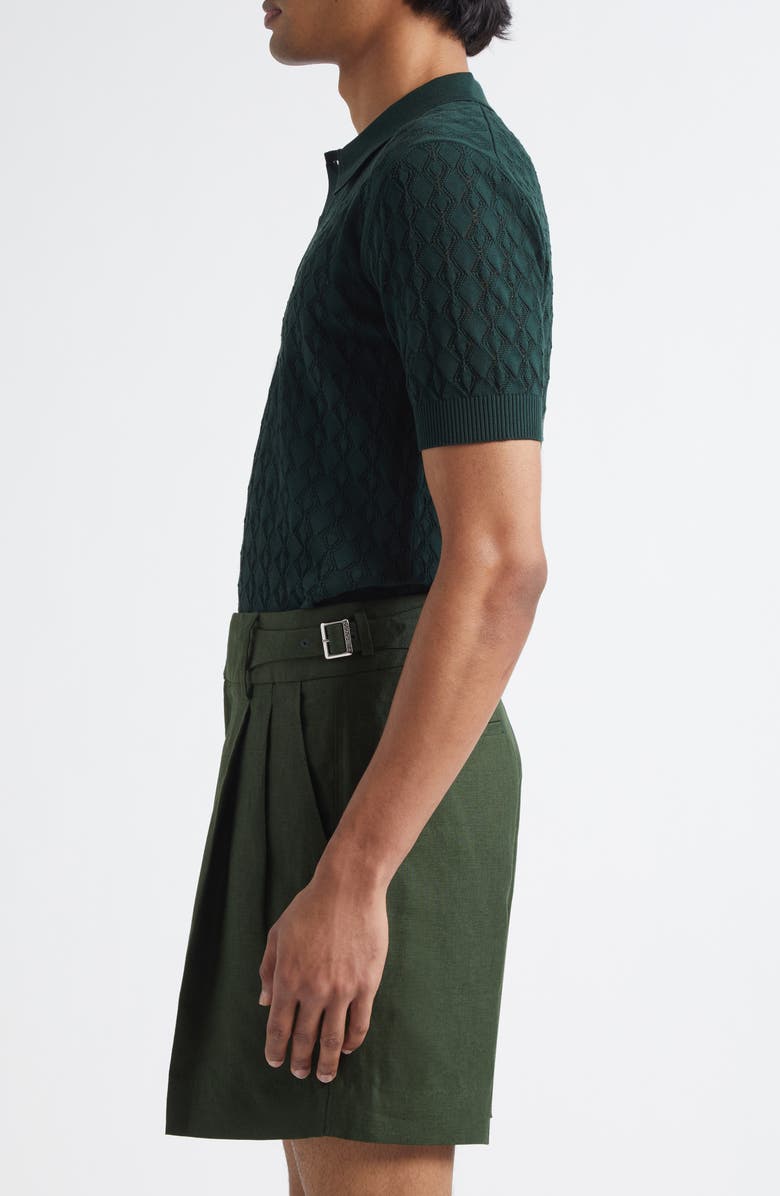 Dolce&Gabbana Openwork Polo Sweater, Alternate, color, V7312 Dark Green