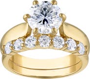 FZN 14K Gold Over Silver Created Moissanite Bridal Ring Set