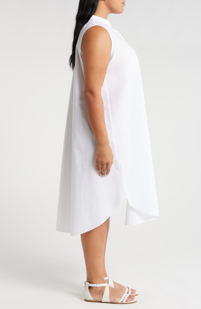 Eileen Fisher Mandarin Collar Sleeveless Organic Cotton Midi Shirtdress, Alternate, color, 
