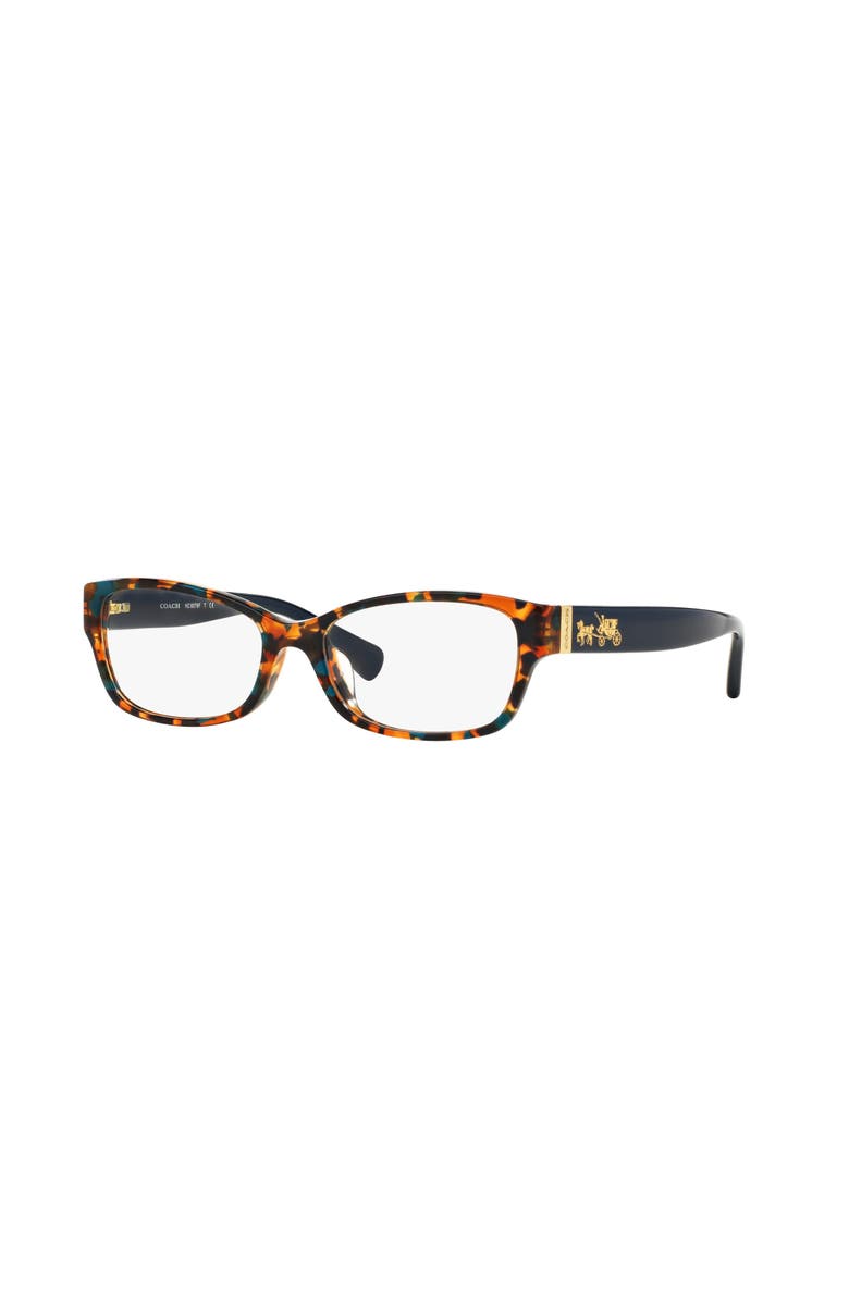 COACH 52mm Rectangle optical glasses, Main, color, Tortoise