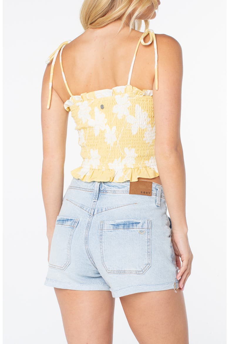 Avalon Floral Smocked Cotton Blend Crop Top, Alternate, color, RAFFIA