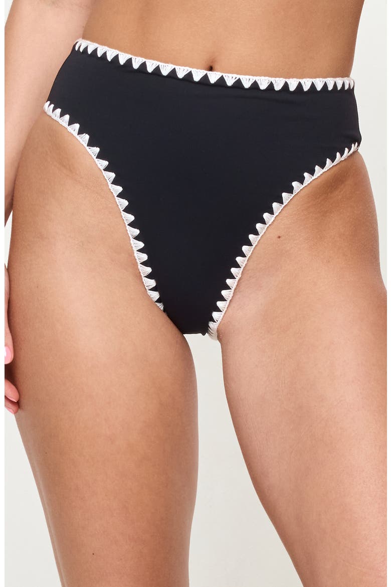 Savannah High Waist Bikini Bottoms, Main, color, BLACK/ CREAM