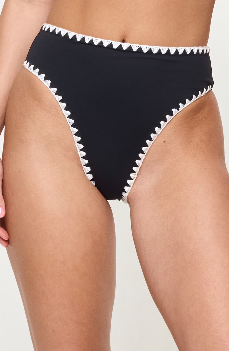 LSPACE Savannah High Waist Bikini Bottoms, Main, color, Black/ Cream