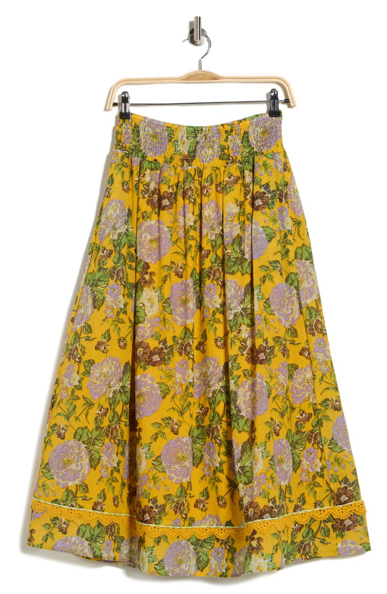 ELIE ELIE TAHARI Floral Pull-On Skirt, Main, color, Golden Floral Print