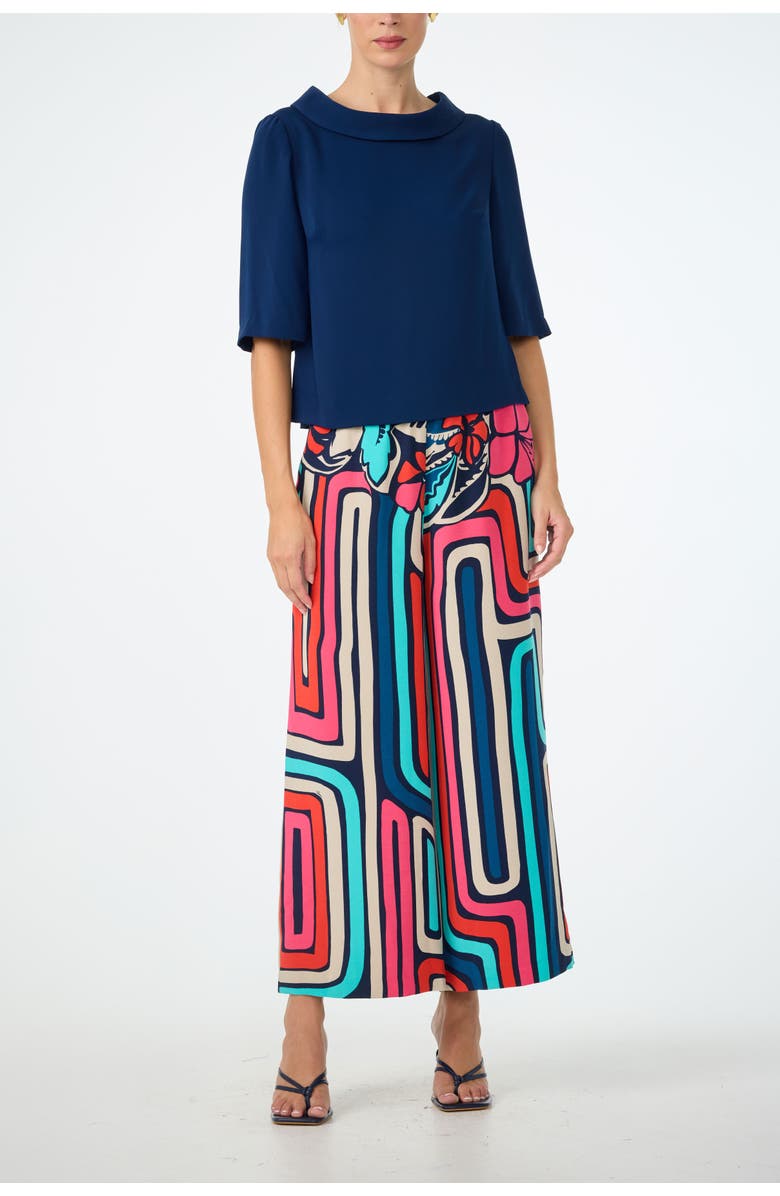 Trina Turk Kailee Folded Neckline Top, Alternate, color, Ink