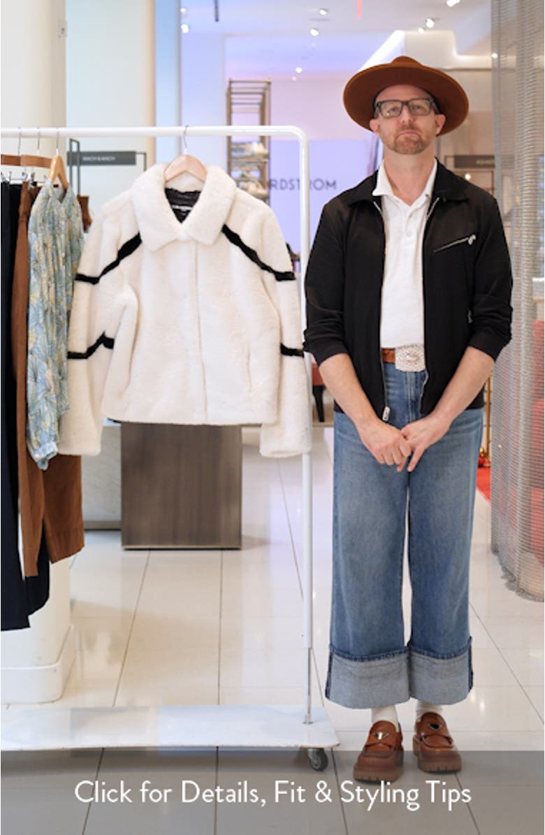 Stripe Short Faux Fur Coat, sales video thumbnail