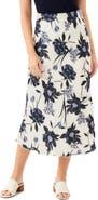 Karen Kane Floral Bias Cut Satin Midi Skirt