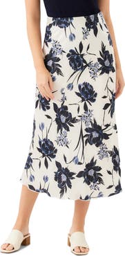 Karen Kane Floral Bias Cut Satin Midi Skirt