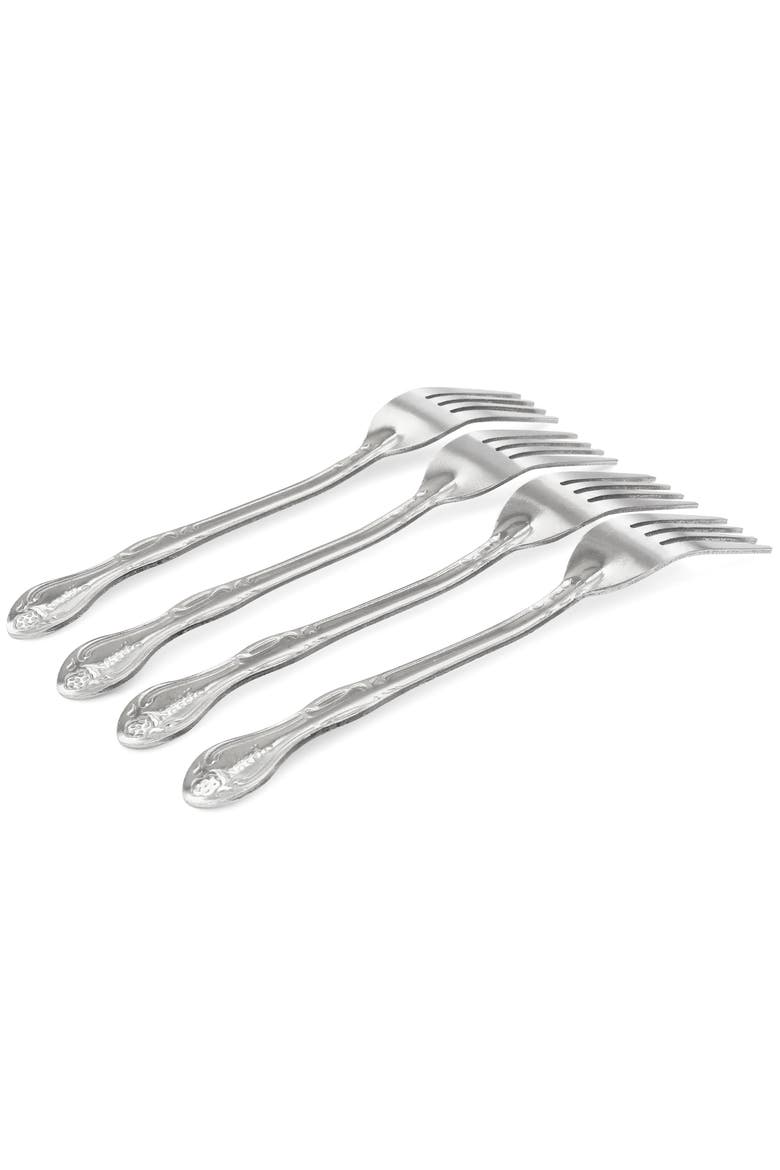 Abbie 4 Piece Stainless Steel Dinner Fork Set, Alternate, color, Silver
