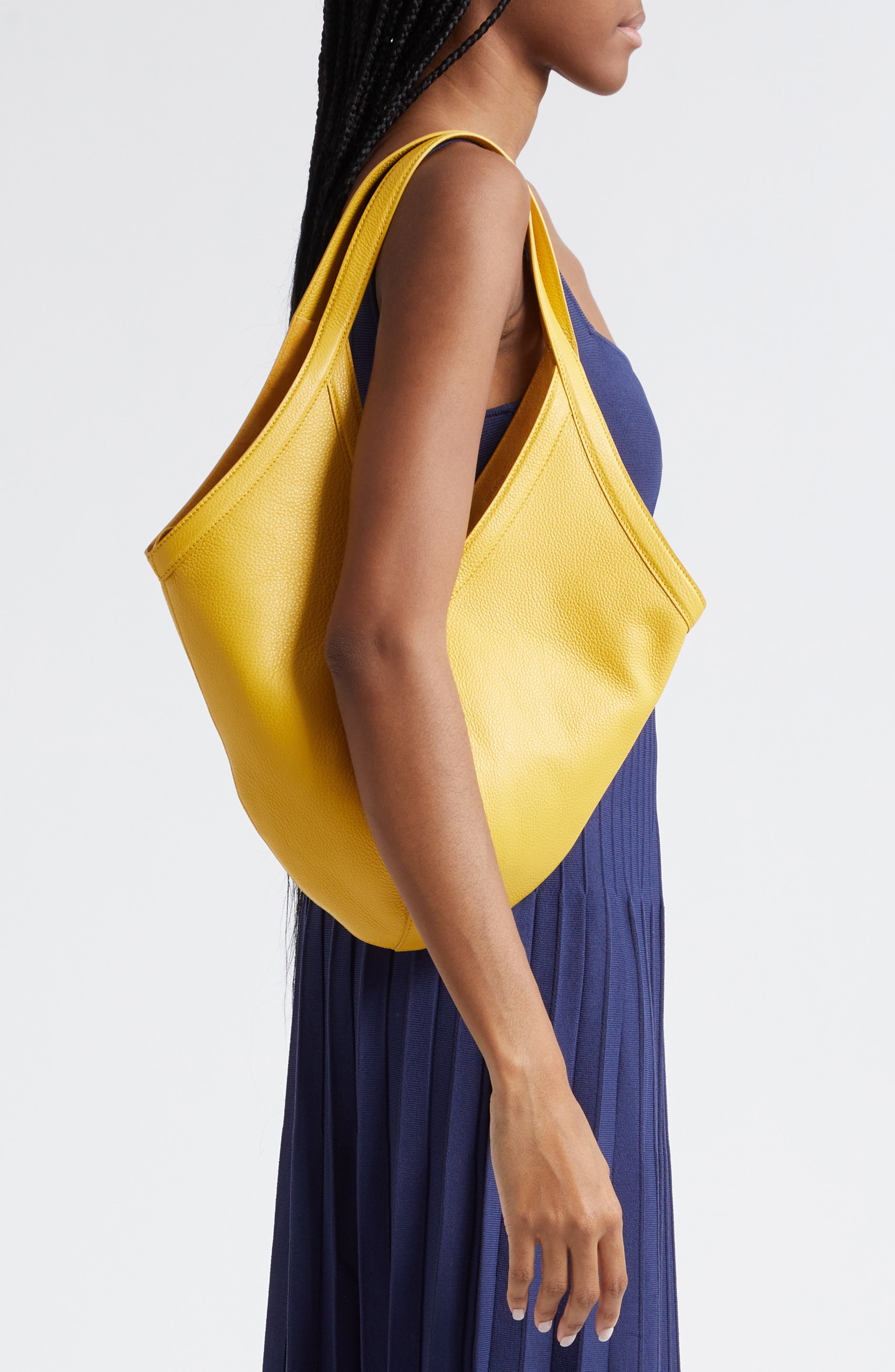 Small Soft M Leather Hobo Bag, Alternate, color, CITRUS