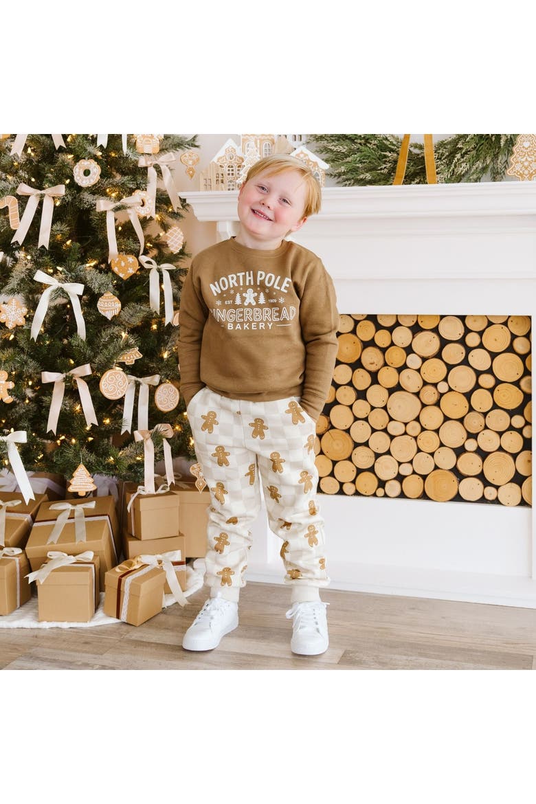 North Pole Gingerbread Christmas Sweatshirt, Alternate, color, Mocha