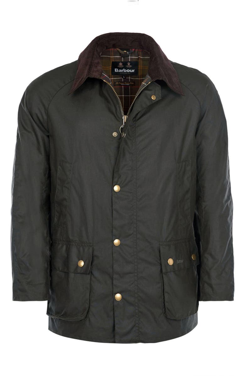 Barbour Ashby Corduroy Collar Water Resistant Waxed Cotton Jacket, Alternate, color, 