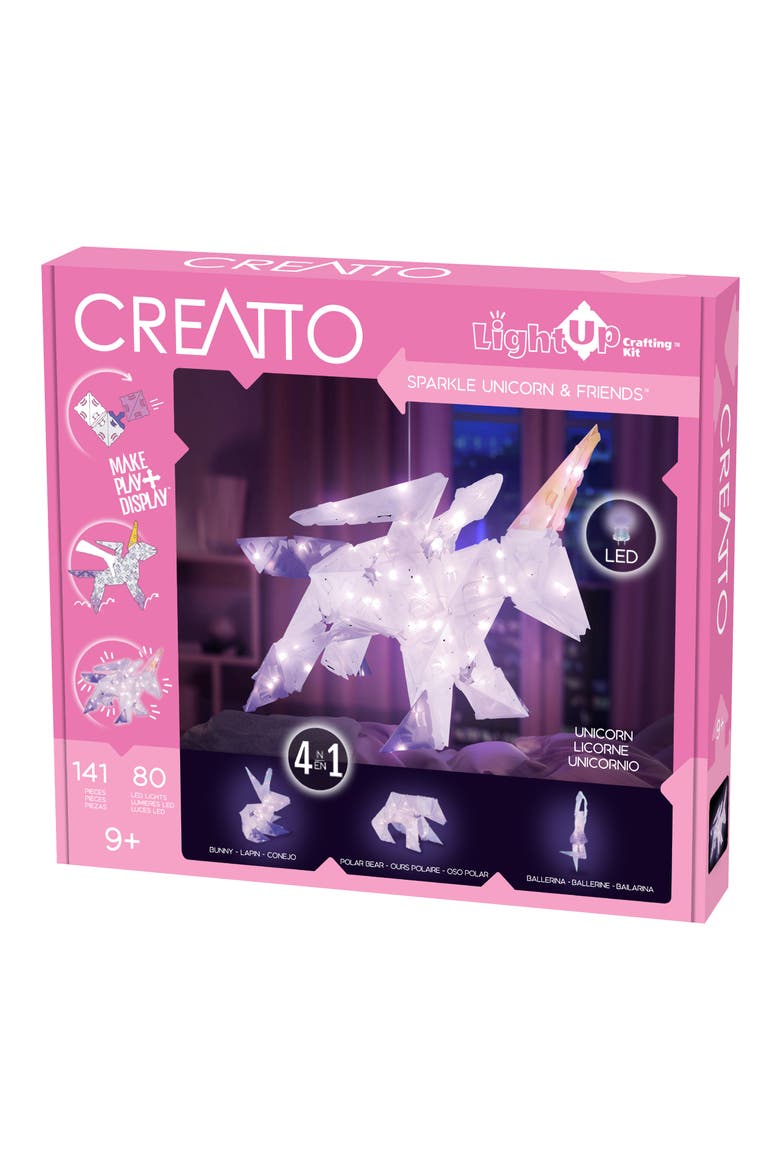 Creatto Sparkle Unicorn & Friends Light-Up Crafting Kit, Main, color, MULTI