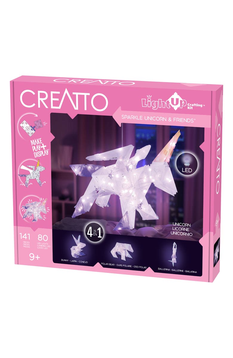 Thames & Kosmos Creatto Sparkle Unicorn & Friends Light-Up Crafting Kit, Main, color, 