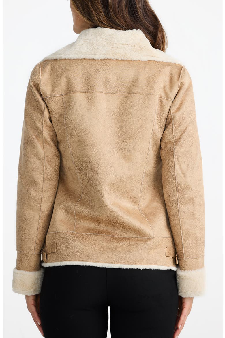 Haywood Faux Fur & Faux Suede Jacket, Alternate, color, TAN