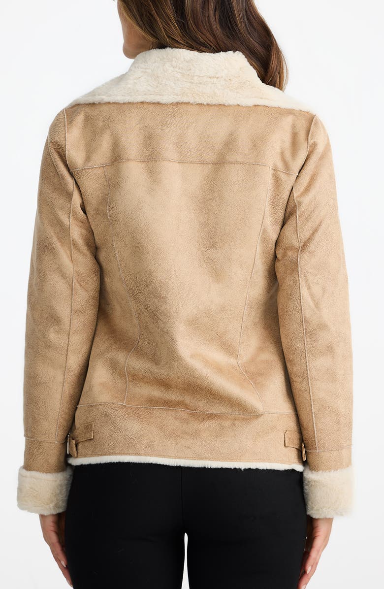 Brave+True Haywood Faux Fur & Faux Suede Jacket, Alternate, color, Tan