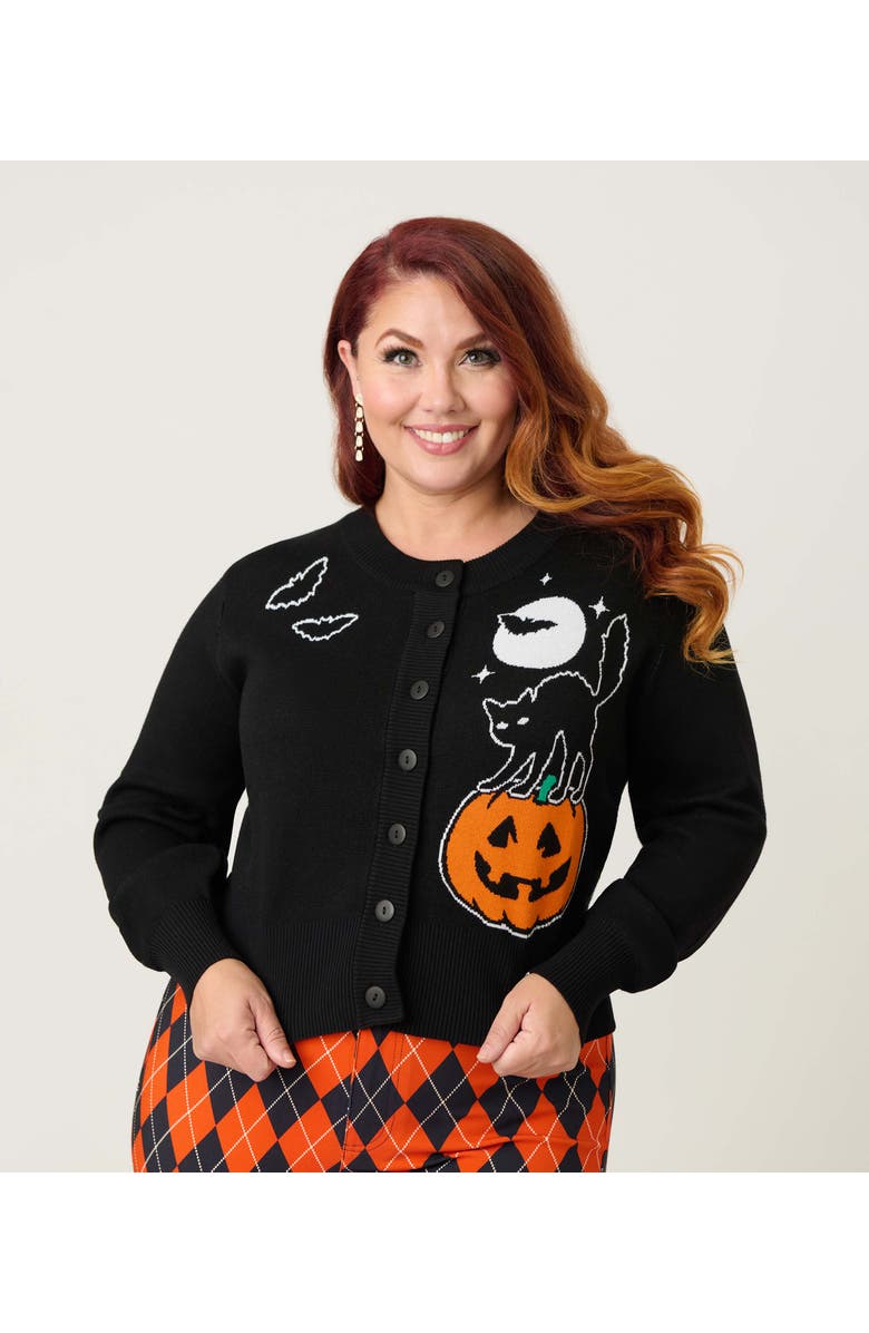 Unique Vintage Plus Size 1950s Cropped Cardigan, Main, color, Black