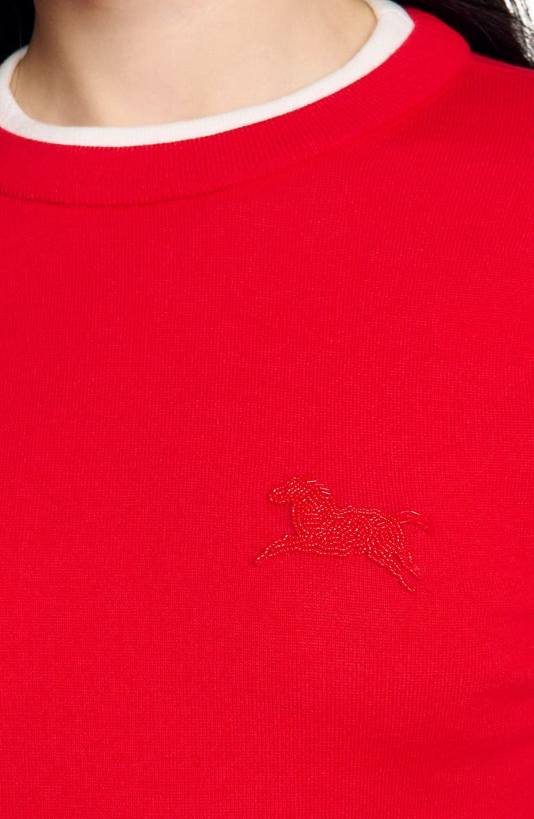 SANDRO Contrast collar wool sweater, Alternate, color, Red