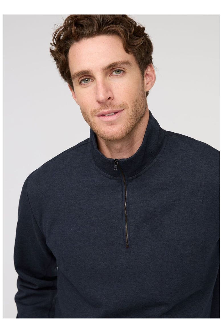 Performance Flannel Quarter Zip, Alternate, color, Heather-Navy