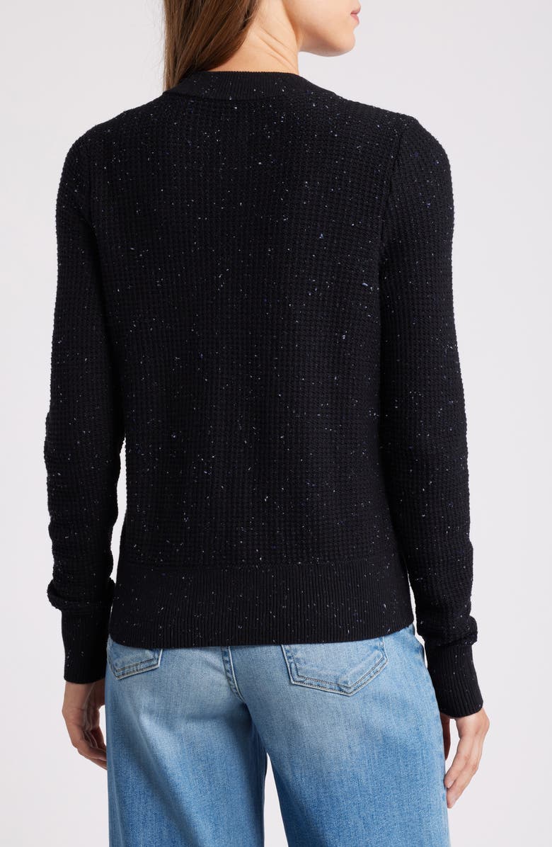 NIC+ZOE Vital Tweed Waffle Stitch Cardigan, Alternate, color, Black Mix