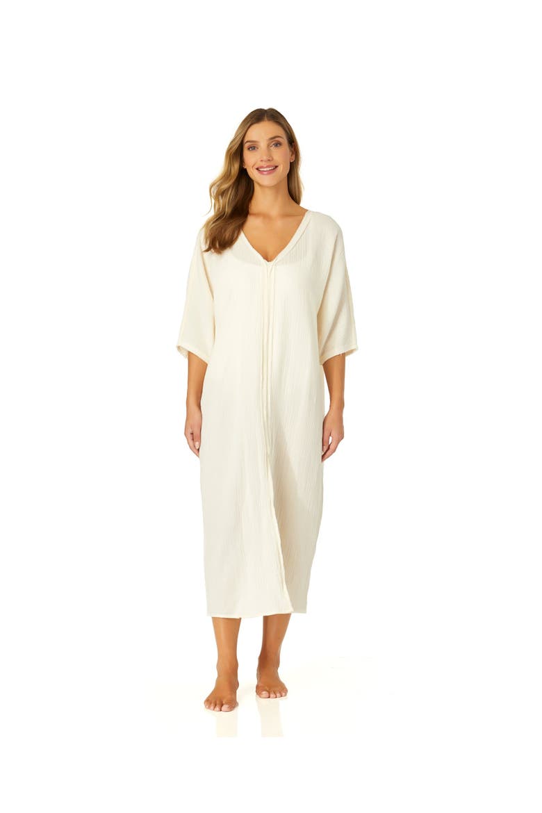 Women's Double V Neck Kaftan Cover Up, Main, color, Gardenia