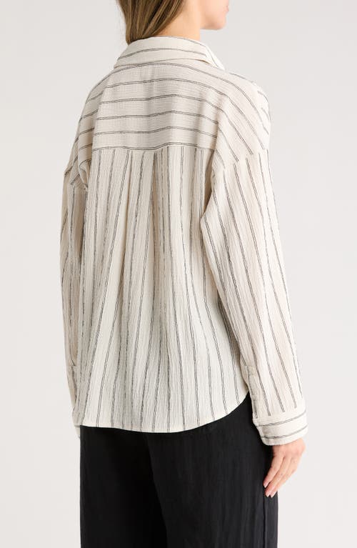 Caslon ® Stripe Twist Front Textured Button-up Top