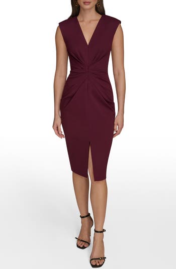 【Donna Karan New York】V-Neck Ruched Sheath Dress Donna Karan New York Women's V-Neck Ruched Sheath Dress - Macy's